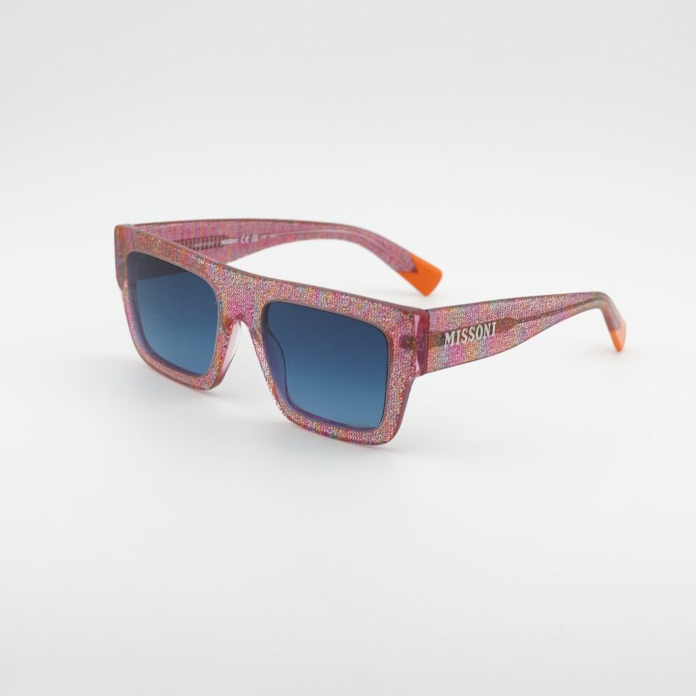 Missoni MIS 0129/S 0QQ7 08 Sunglasses Pink Square Frame, Blue Lenses